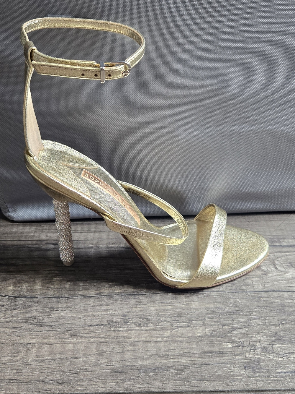Sophia Webster Metallic Gold Crystal-Embellished Heel Sandals